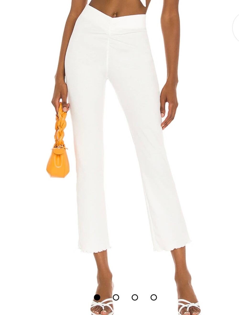 Camila Coelho Pull On Elastic Waist Ribbed Knit Sophia Pants in Ivory Size XXS